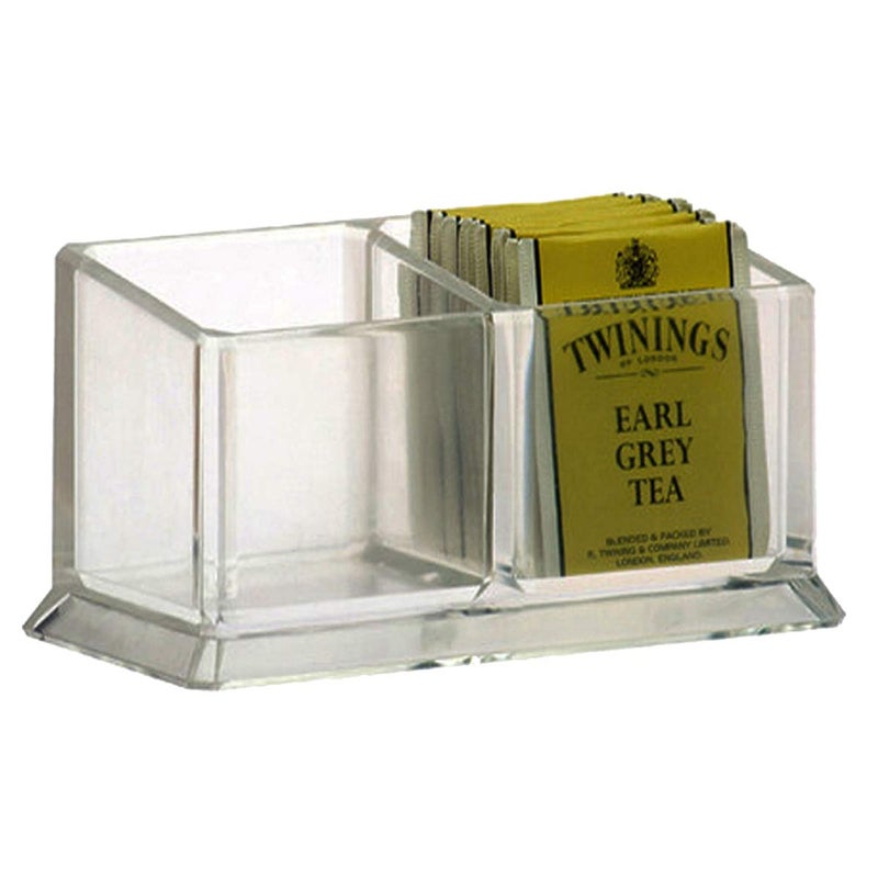 Yakri Acrylic Tea Bags Holder Coffee Sugar Bag Case Guest Room Storage Boxes - Holder for Tea Bags, Small Packets, Sweeteners,Sugar Packet, Coffee, Condiment (L16.6*W8.2*H7.5cm) - Image 1
